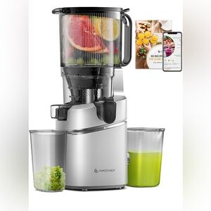 AMZCHEF Juicer Machines, 5.3" Extra Self-Feeding Cold Press Juicer